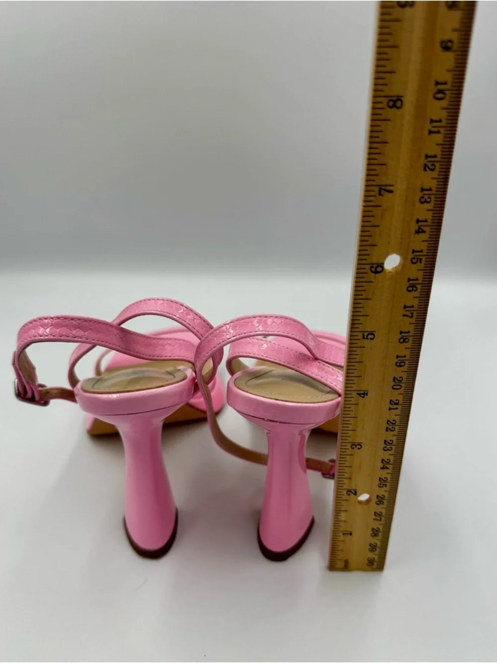 Pink Snakeskin Platform Sandals Square Toe Flare Heel Barbiecore Size 7